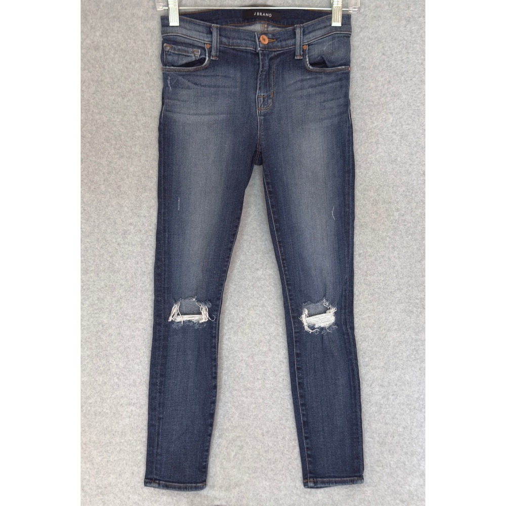 J Brand Capri Misfit Jeans Womens 25 Indigo Distressed Skinny Cropped USA Made